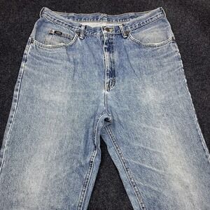 Vintage 90s Lee Jeans Mens 34x34 Light Wash Blue Denim Straight Leg High Rise